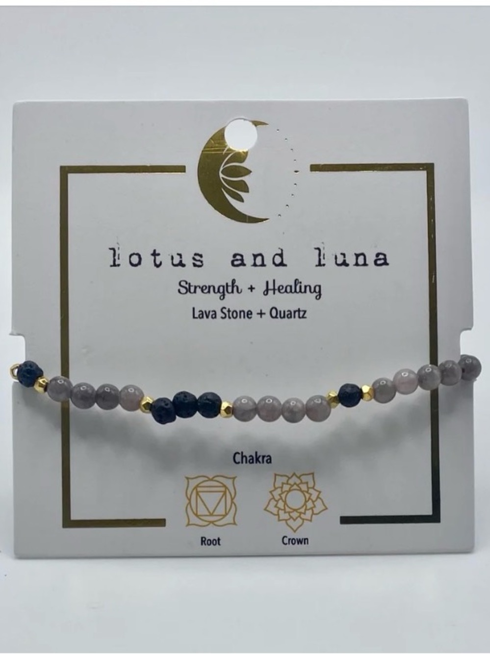 Lotus & Luna Strength & Healing Lava Stone + Quartz Beaded Bracelet